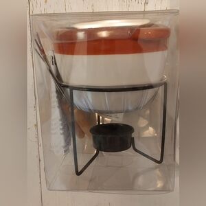 Mini Ceramic Fondue Set with Tealight Candles NWT Cookware Kitchen Gift
